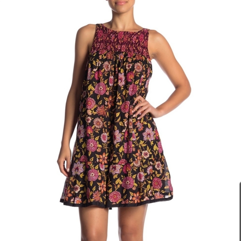 Free People Oh Baby High-Neck Mini Floral Boho Dress/ XS
